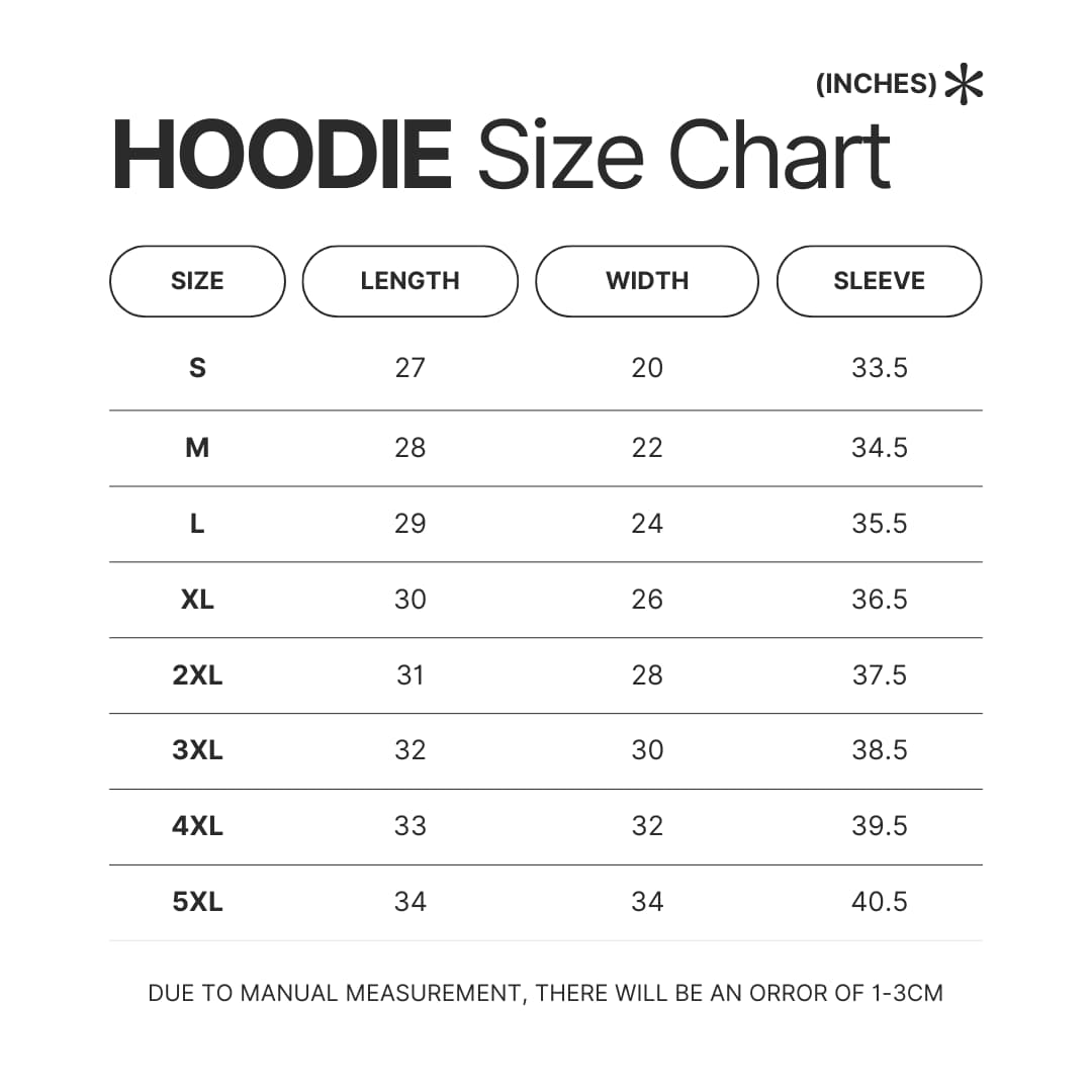 Hoodie Size Chart - From Old Country Bumpkin To Master Swordsman Merch